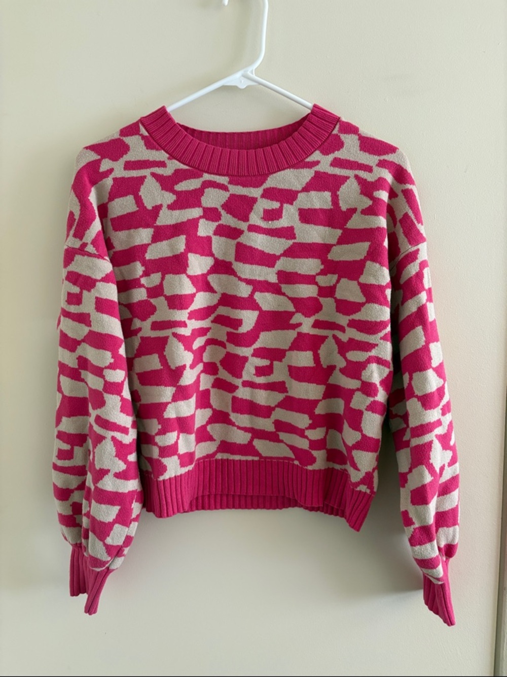 Cider Pink & Cream Abstract Pattern Crewneck Sweater